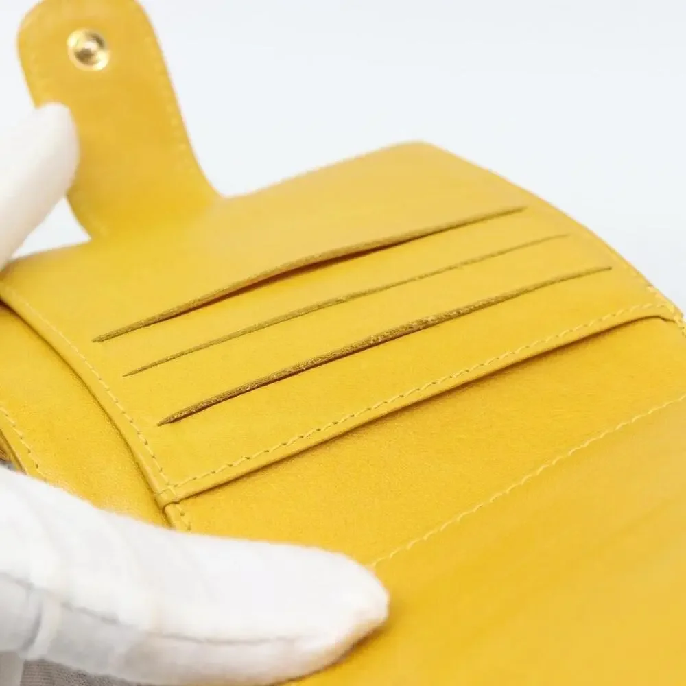 Chanel Caviar CC Logo Bifold Wallet Yellow